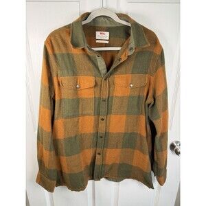 Fjällräven Canada Shirt Men’s Large Buffalo Check Plaid Lumberjack Orange Green